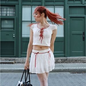 Romwe Kawaii Lovely Contrast Bowknot Two-Piece Outfit Brand New